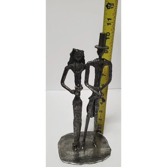 John McPhail Wedding Sculpture Scotland Metal Bride & Groom Top Hat Veil Flowers - Picture 7 of 9